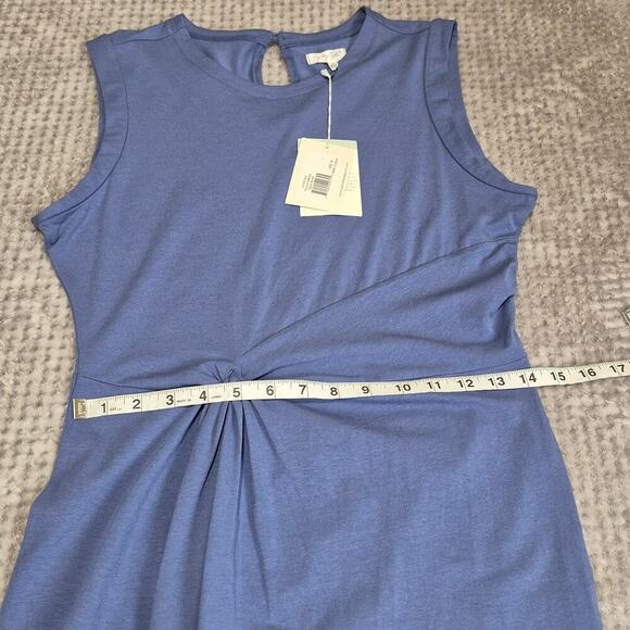 Anthropologie Grey State Kalila Dress Medium Blue Sleeveless Knot Slit Front - Picture 5 of 8